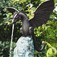 Precision Casting Fire-breathing Dragon Sculpture Waterscape Resin Fountain Majestic Dragon Sculpture Home Garden Decoration Fountain Dragon Cast Gothic Garden Garden Statue Resin Sculpture