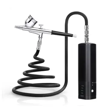 Portable Airbrush Kit with Compressor Handheld Cordless Air Brush Pen Dual-Action 3-Level Adjustable Pressure Built-In Battery for Painting Model
