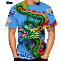 2023 newNew Fashion Harajuku Dragon 3D Printing T-shirt Mens Casual Summer Cool Hip Hop Short Sleeve Top