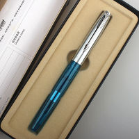 Classic 017 Fountain Pen สีฟ้าใสสีเงินพลาสติกสเตชันเนอรีอุปกรณ์สำนักงานโรงเรียนปากกาหมึก-jica
