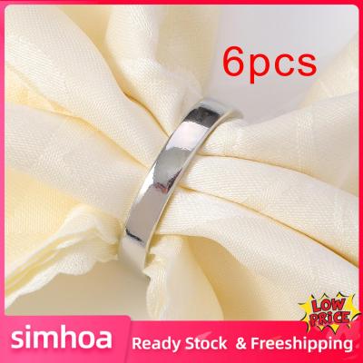 Simhoa ห่วงยึดผ้าเช็ดปากประดับแหวนที่วางผ้าเช็ดปาก6ชิ้นสำหรับโต๊ะปาร์ตี้งานแต่งงาน