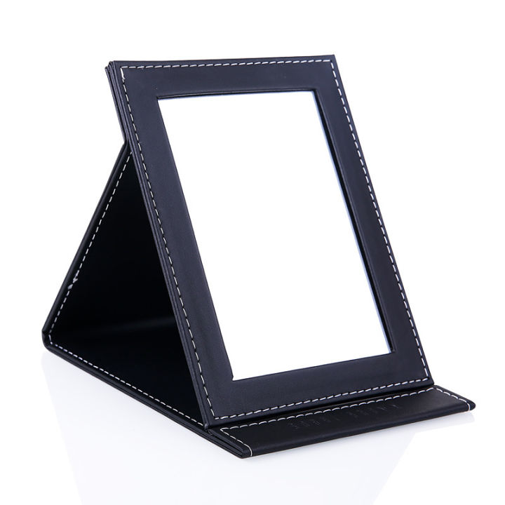 Makeup Mirror Desktop Plaid Synthetic Leather Upscale Celebrity Portable Folding princess glass Mirror