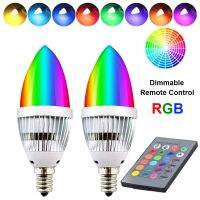 E12 E14หลอดไฟ LED คานเดลาบรา RGB 3W 16ไฟ LED เปลี่ยนสีได้โคมไฟเทียนไฟรีโมทคอนโทรลหรี่แสงได้ไฟ LED หลอดไฟการตกแต่งบ้าน