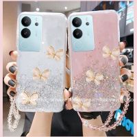 เคสโทรศัพท์ VIVO V29 Y27 Y78 5G 4G เคส Phone Case แผ่นฟอยล์สีเงินใสลายดาวสีสันสดใสเคสแบบนิ่มรูปผีเสื้อพร้อมสายคล้อง2023