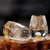 Creative Crystal Wine Glass Gold Foil Double Glass Water Glass Whiskey Vodka High-End Wine Glass Home Coffee Cup Bar Wine Set