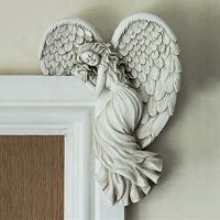 2X Door Frame Angel Wings Wall Sculpture Ornament Garden Home Decor Secret Fairy Angel Craft Decoration Gift Crafts A