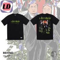 LD BEHIND เสื้อยืด “VILLAINY” แขนสั้น แนวสตรีท Oversize เสื้อยืดชาย หญิง