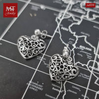 MT ต่างหูเงินแท้ รูปหัวใจ ฉลุลาย งานรมดำ แบบก้านเสียบ ติดหู Solid 925 Sterling Silver Earrings (se694) MT Jewelry มณีธารา