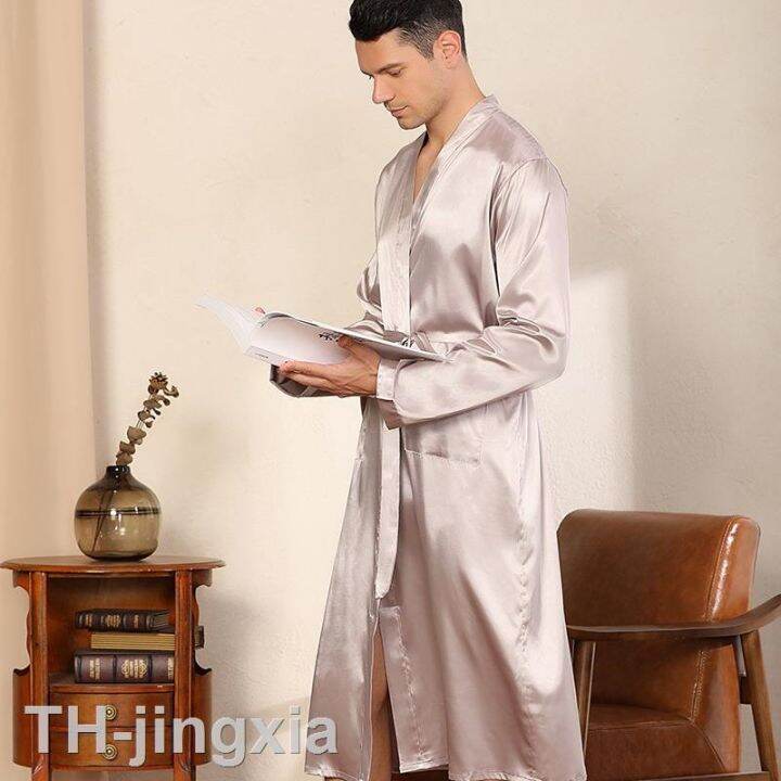 2023 ∋♟ Men's Bathrobe Silk Sleepwear Color Nightwear Kimono High ...