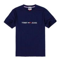 Tommy Hilfiger ชุดท่อนบนของผู้ชาย,ผ้าฝ้ายแขนเสื้อแขนสั้นคอกลมปักเสื้อยืดแบบสั้นสบายๆเสื้อผ้าท่อนบนไม่มีซับในสำหรับฤดูร้อน