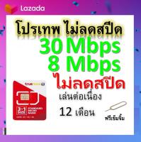 ซิมโปรเทพ 30-8 Mbps ไม่ลดสปีด เล่นไม่อั้น โทรฟรีทุกเครือข่ายได้ แถมฟรีเข็มจิ้มซิม