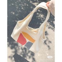 【MAY】 Blueberry sauce niche bag female 2022 new Morandi color block canvas bag vest with large capacity art shoulder bag