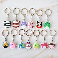 1PCS PVC Keychain Cartoon Key Rings Squish Pigs Mallows Pattern Key Holders Fit Adult Car Keys Kids Party Gift Trinkets Key Chains