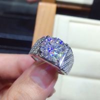 [Xixi ornaments] แฮนด์เมดแหวนเพชรโมอิสสำหรับผู้ชาย5ct แล็บ925เงินสเตอร์ลิงแหวนแหวนแต่งงานการหมั้นสำหรับงานปาร์ตี้