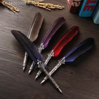 ✷▩☏ 1 Set Multicolor Retro Quill Dip Pen Turkey Feather Pen Quill Oblique 5 Nibs Pen Set Gift Writing Tools Office School Supply