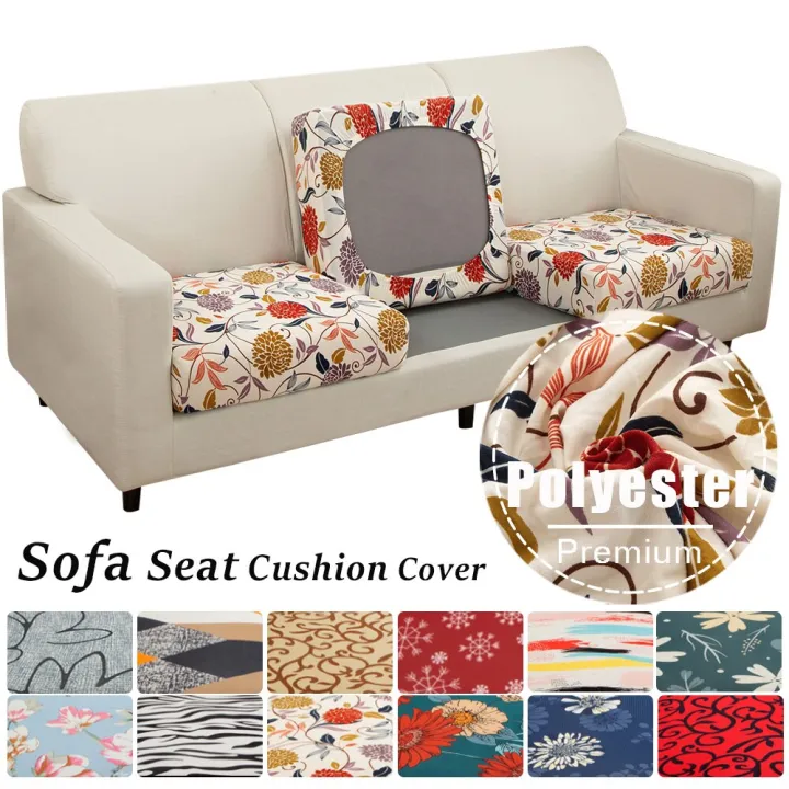 Printed Elastic Sofa Seat Cushion Cover For Living Room Furniture Protector L-shaped Armchair Stretch Seat Cushion Slipcover