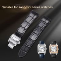 ♛☜☊ สายนาฬิกาหนังแท้สำหรับ Cartier Santos100 Sandoz ผู้ชายผู้หญิงสายนาฬิกาอุปกรณ์เสริม 20 มม. 23 มม. สายรัดข้อมือ