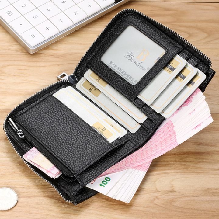 layor-wallet-กระเป๋าสตางค์แฟชั่นกันขโมย-สั้นสำหรับผู้ชาย-rfid-กระเป๋าสตางค์แฟชั่นหนังแท้กระเป๋าเก็บบัตรกระเป๋าสตางค์ซิปมินิใช้งานได้หลากหลายกระเป๋าคลัตช์