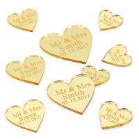 50 Pieces Personalized Laser Engraved Couple Names Love Heart With Hole Wedding Table Confetti Decoration Favors Customized Tags