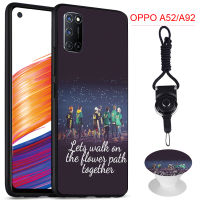 BTS เคสโทรศัพท์สำหรับ OPPO A52/A92ซิลิคอนนุ่มกรณีที่มีรูปแบบเดียวกันแหวนและเชือก