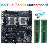 X99 Dual-Socket Motherboard LGA2011-3 Dual CPU Black with 2XDDR4 4GB 2133Mhz RAM+SATA Cable