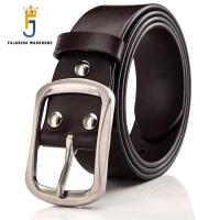 FAJARINA Top Grade Quality Cow Skin Leather Mens Stainless Steel Buckle Metal Cowhide Accessories Jeans Belts For Men N17FJ593