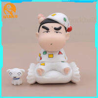 10ซม. Crayon Shin-Chan รูปชุดนอน Crayon Shin-Chan กับ Shiro รูปอะนิเมะ Kawaii น่ารัก Pvc Collection ของขวัญของเล่น