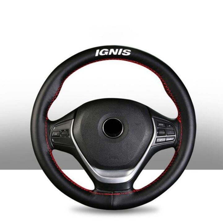 hot-cppppzlqhen-561-ฝาครอบพวงมาลัยหนังแท้ขนาด15นิ้วสำหรับ-suzuki-ignis-อุปกรณ์ตกแต่งภายในรถยนต์