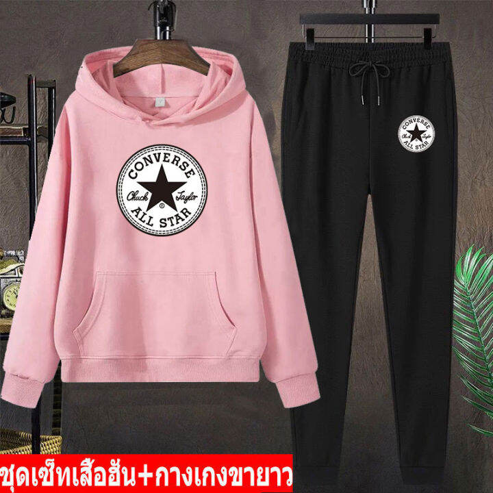 สินค้าในไทย-ชุดเซ็ทกันหนาวเสื้อฮู๊ด-แขนยาว-กางเกงขายาว-เสื้อแขนยาวมีหมวก-ผ้านุ่นใส่สบาย-ใส่ได้ทั้งหญิงและชาย-หลายสีหลายไซสlong-bk432-aa366