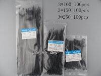 300pcs Nylon Cable Ties set inculdes 3sizes 3*100 3*150 3*250 Black Color National Standard Self-locking Plastic Wire Zip Tie