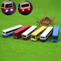 4pcs Model Lighted Buses N Scale 1:160 Diecast Bus LEDs Building Layout EBS15002