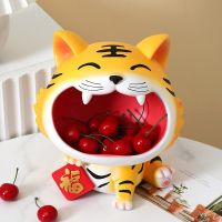 Statue Resin Lucky Tiger Lucky Tiger Handicraft Key Holder Storage Box Big Mouth Lucky Cat Jewelry Snack Storage Tray