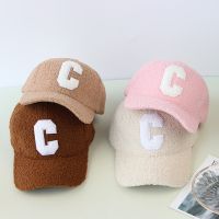 New Autumn Winter Letter C Lamb Wool Baseball Caps For Women Men Solid Color Outdoor Adjustable Warm Cap Casual Hip Hop Hat