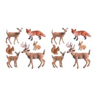 12 Pieces Woodland Animals Figures Forest Creatures Figurines Squirrel Deer Rabbit Family Figurines Miniature Toys