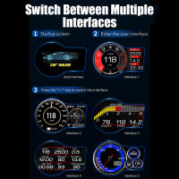 รถ Digital HUD 6ฟังก์ชั่นปลุกอัจฉริยะ Head Up จอแสดงผล GPS HUD Speedometer การขับขี่อัตโนมัติทิศทางเวลา Head Up Display