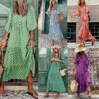 [COD] Cross-border independent station womens 2023 summer new digital printing long bohemian dress female