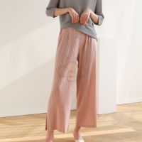 ►❀™ Aiden001 One Size Pleated Spring Summer And Autumn Casual Loose Nine-Point Straight-Leg Pants 7171