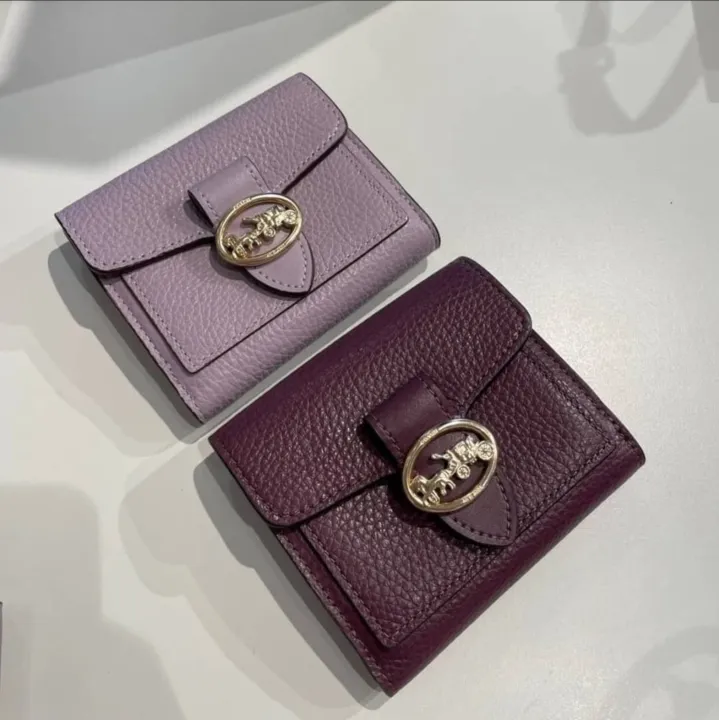 Original Coach Georgie Small Wallet In Refined Pebble And Smooth Leather  6654 - Boysenberry | Lazada PH