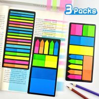 3Packs Posted It Transparent Notes Self-Adhesive BookMark Annotation Read Book Tab Kawaii Stationery School
