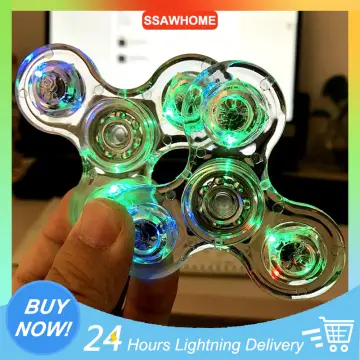 Transparent Luminous LED Light Fidget Spinner Hand Top Spinners Glow In  Dark Light EDC Figet Spiner Finger Stress Relief Toys