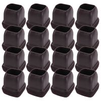 ❉♙ 16 Pcs Brown Silicone Chair Leg Floor Protectors Square Chair Leg Caps With Wrapped Felt