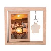 ✚♤✖ Creative Nordic 4x6 Inch Photo Frame With Double-sided 360 Degree Rotating Wooden Photo Frame With Flower Pendant Photo Frame