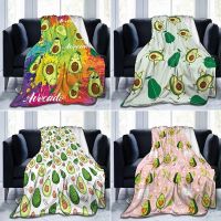 New Style Avocado Cartoon Pattern Cute Kawaii Flannel Throw Blanket Green Fruit Blanket King Queen Size for Bed Sofa Couch Super Soft Warm