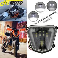 ◑ Motorcycle LED Headlight High/Low Beam with Angel Eyes DRL Assembly Kit Replacement Head Lights For KTM Duke 690 690R 2012-2019