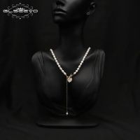 GLSEEVO Luxury Heart Pearl Heart Pendant NecklaceTassels Choker Necklace Chain Chic Necklace Exquisite Wedding Jewelry Gift