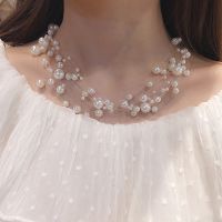 【DT】hot！ Multi-layer Wedding Statement Necklace Fashion Simulated Jewelry Invisible Choker Korean Colar Bijou