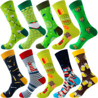 Mens Funny Socks Women Novelty Cartoon Sock Combed Cotton Happy Mens Big Size Crew Harajuku Hip Hop Long Socks 5 Pair