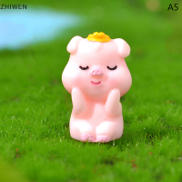 ZHIWEN โมเดลสัตว์ตุ๊กตาหมูน่ารักขนาดเล็กมอสอุปกรณ์ประดับตกแต่งภูตประจำสวนขนาดเล็กตกแต่งบ้านภูมิทัศน์ขนาดเล็ก