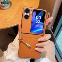 HOCE เคสหนัง PU สีทึบสำหรับ N2ออปโป้ไฟนด์แบบฝาพับพร้อมสายคล้องด้านหลังเคสโทรศัพท์กันกระแทกสำหรับค้นหาเคสฝาพับ N2