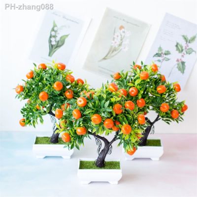 Artificial Orange Tree Potted Plastic Small Fake Fruit Plant Bonsai Home Garden Ornaments Simulation Kumquat Planter Landscape